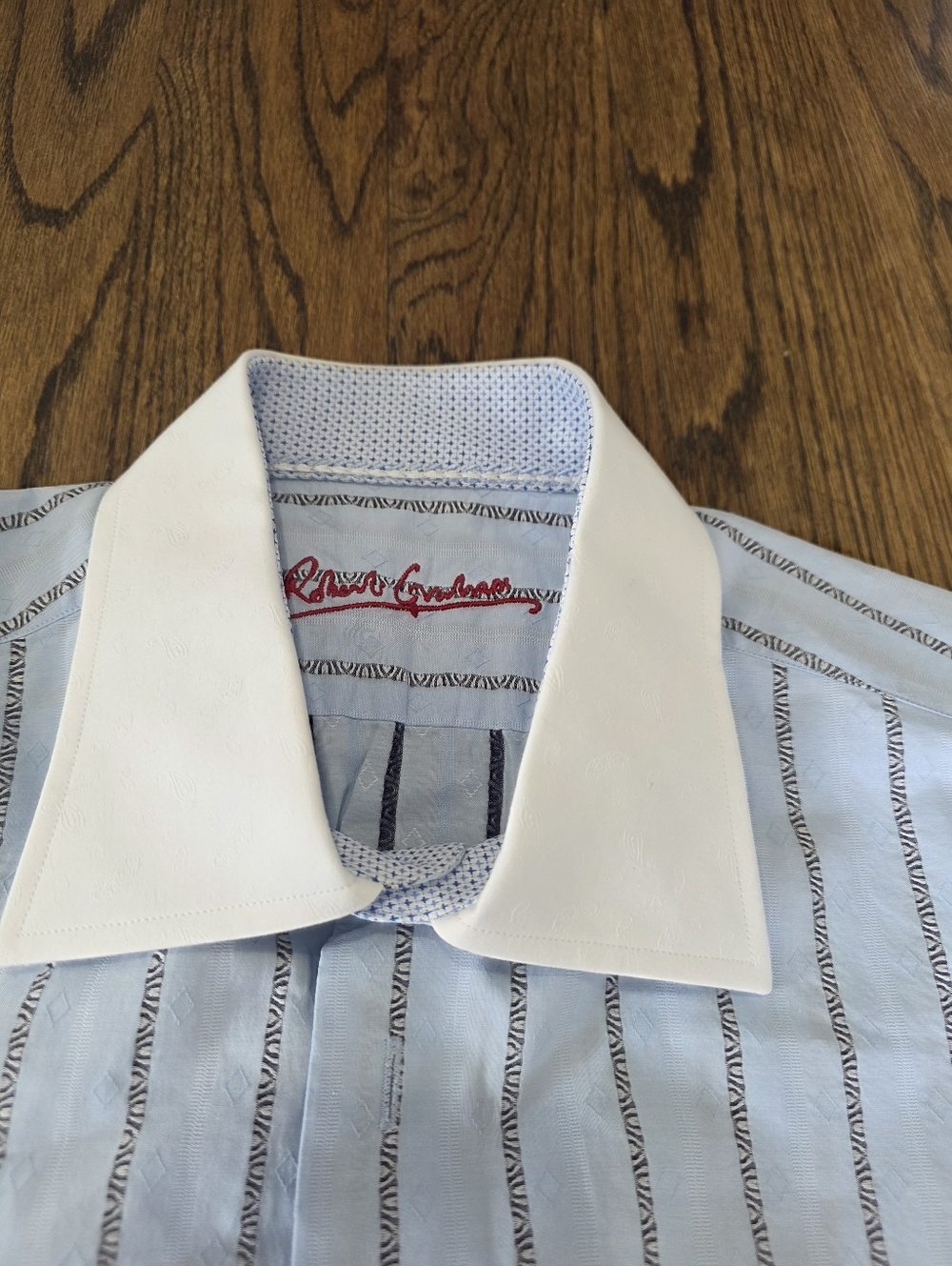 Robert Graham Blue Striped Long Sleeve Dress Shirt Size 42 / 16.5 - Picture 4 of 9